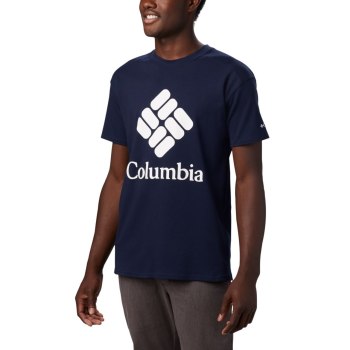 Columbia T-Shirt Heren, Lodge Logo Donkerblauw Wit, 67TXNZLDW